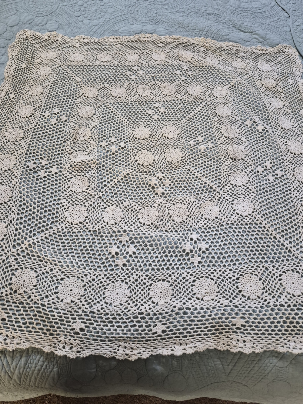 Cream Crochet Table Topper - Vintage